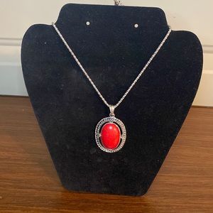 NWOT Betsey Johnson Red Marble look Necklace